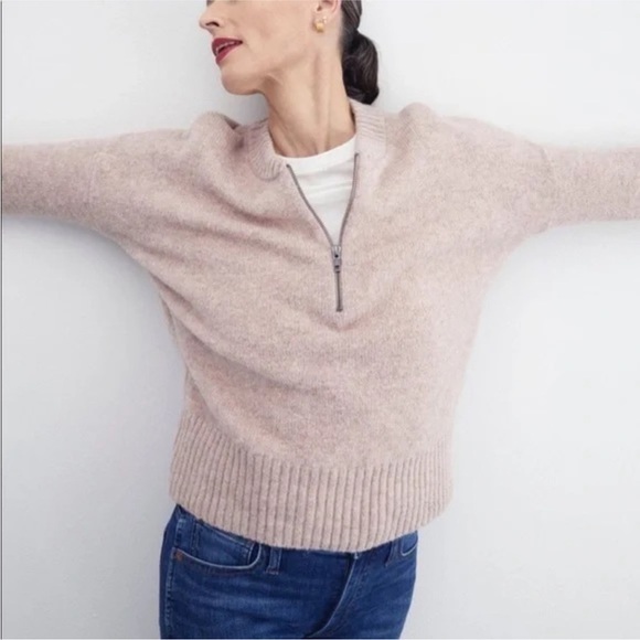 Madewell / York Half-Zip Pullover Sweater pink large L - Picture 3 of 6